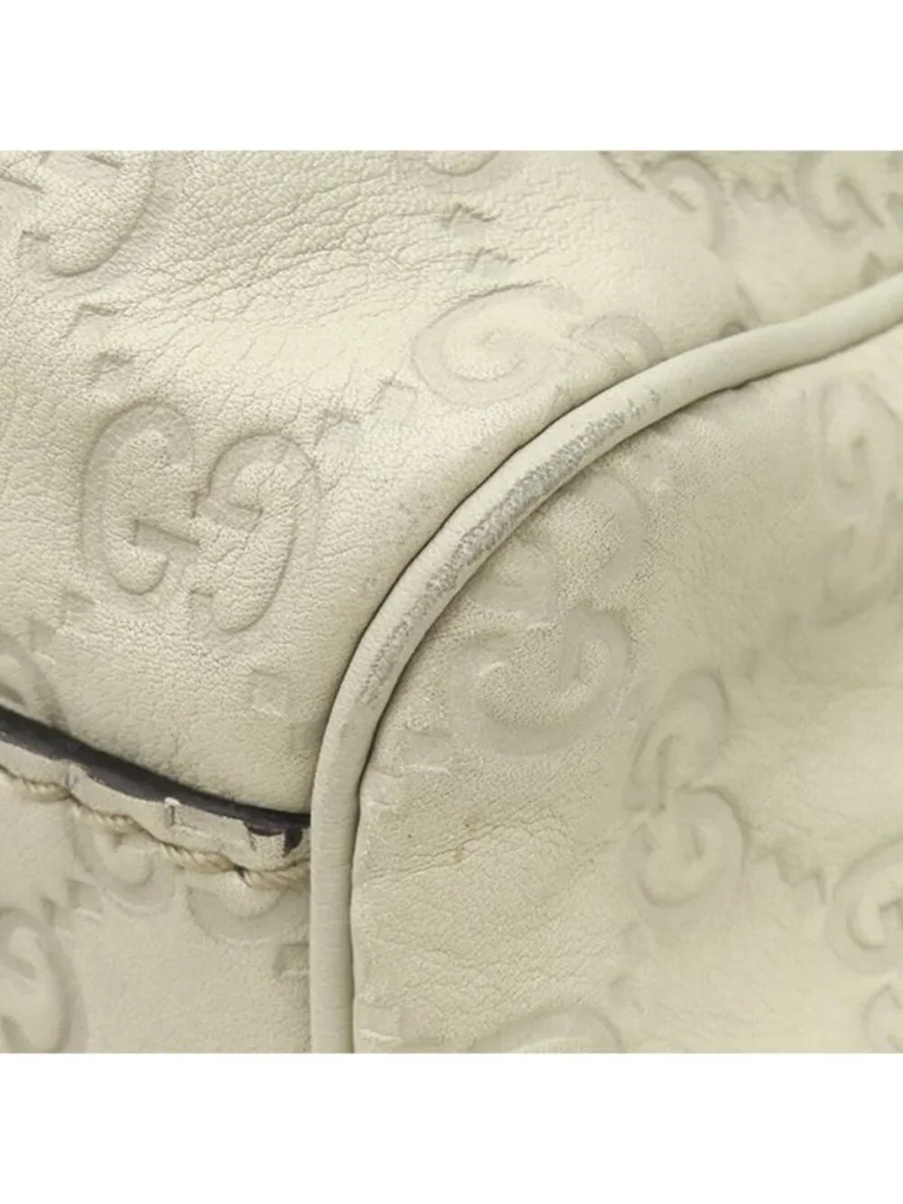 Gucci Handbag Sookie Leather White Champagne Gold Off GG Guccissima Tote with